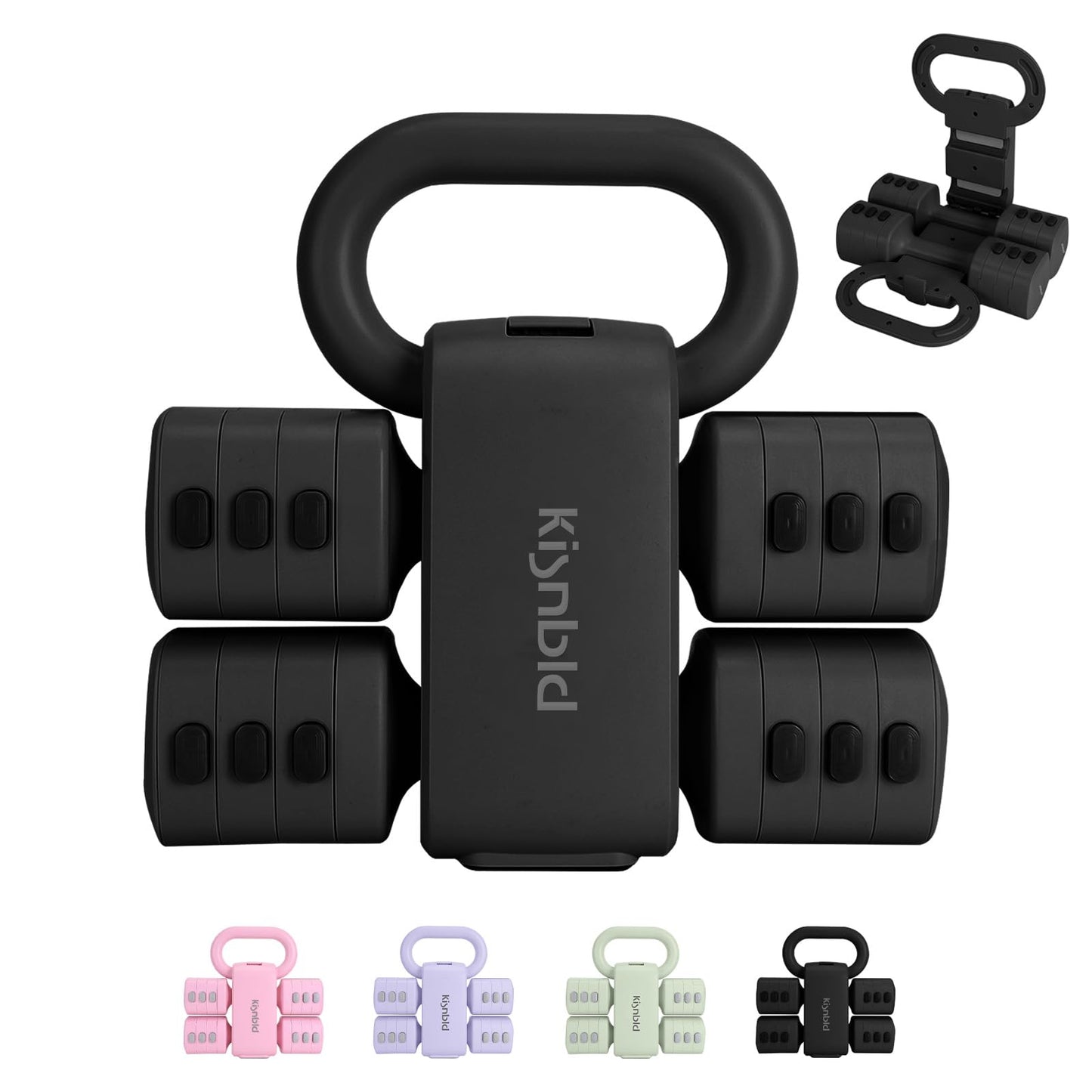 kisnbld Adjustable Dumbbell Set of 2, 2 in 1 Free Weights Dumbbells & Kettlebell Set for Women with Fast Adjustment, Each 2lb 3lb 4lb 5lb Hand Weights Set for Home Gym & Outdoor Exercise Training