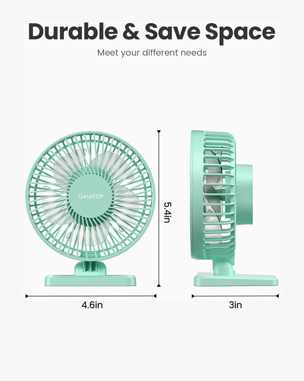 3 Summer Gaiatop USB Desk Fan, Small But Powerful, Personal Portable Quiet Speeds, Adjustable Mini Table Desktop fan
