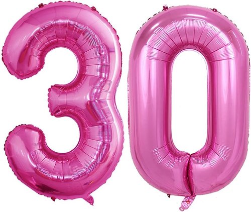 GOER Jumbo 30-Inch Hot Pink Foil Balloons - Perfect for 30th Birthday & Anniversary Celebrations