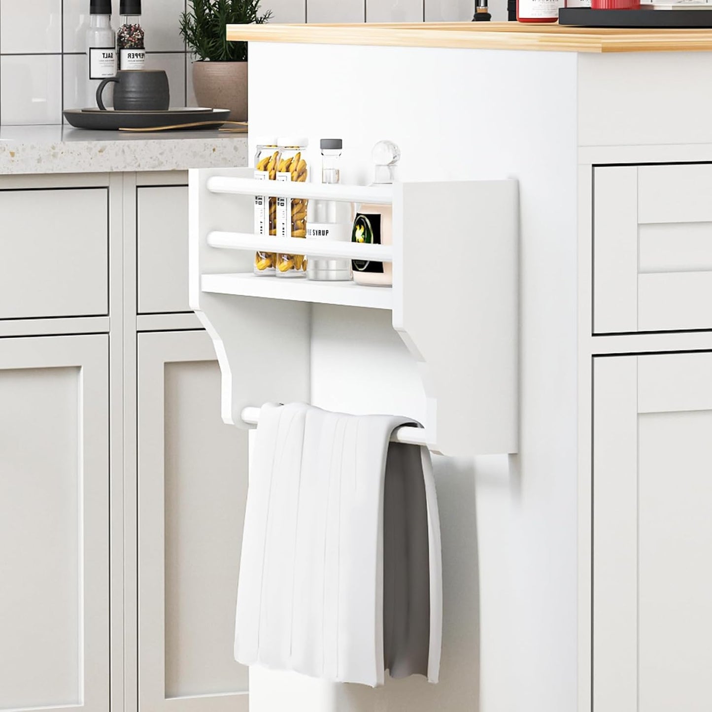 DalyLuxa 78"-49" Extendable Rolling Kitchen Island with Extended Dining Table, Mobile Kitchen Storage Islands with Storage Drawers, 2-Tier Storage Shelf, White