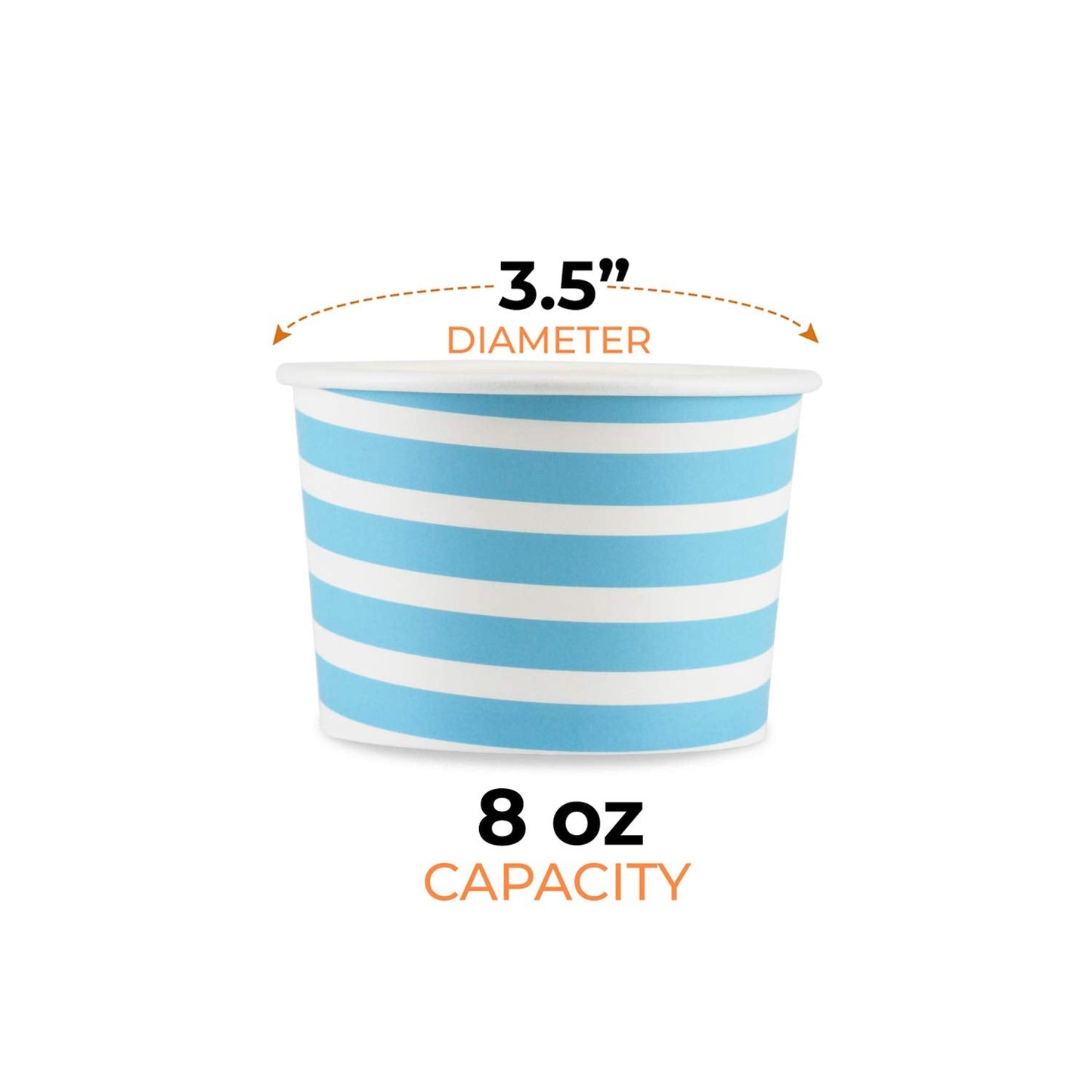 TYPTOP EXTRA DURABLE Ice Cream Cups - 100 Pack Ice Cream Sundae Cups, Frozen Yogurt Dessert Cups (Blue)