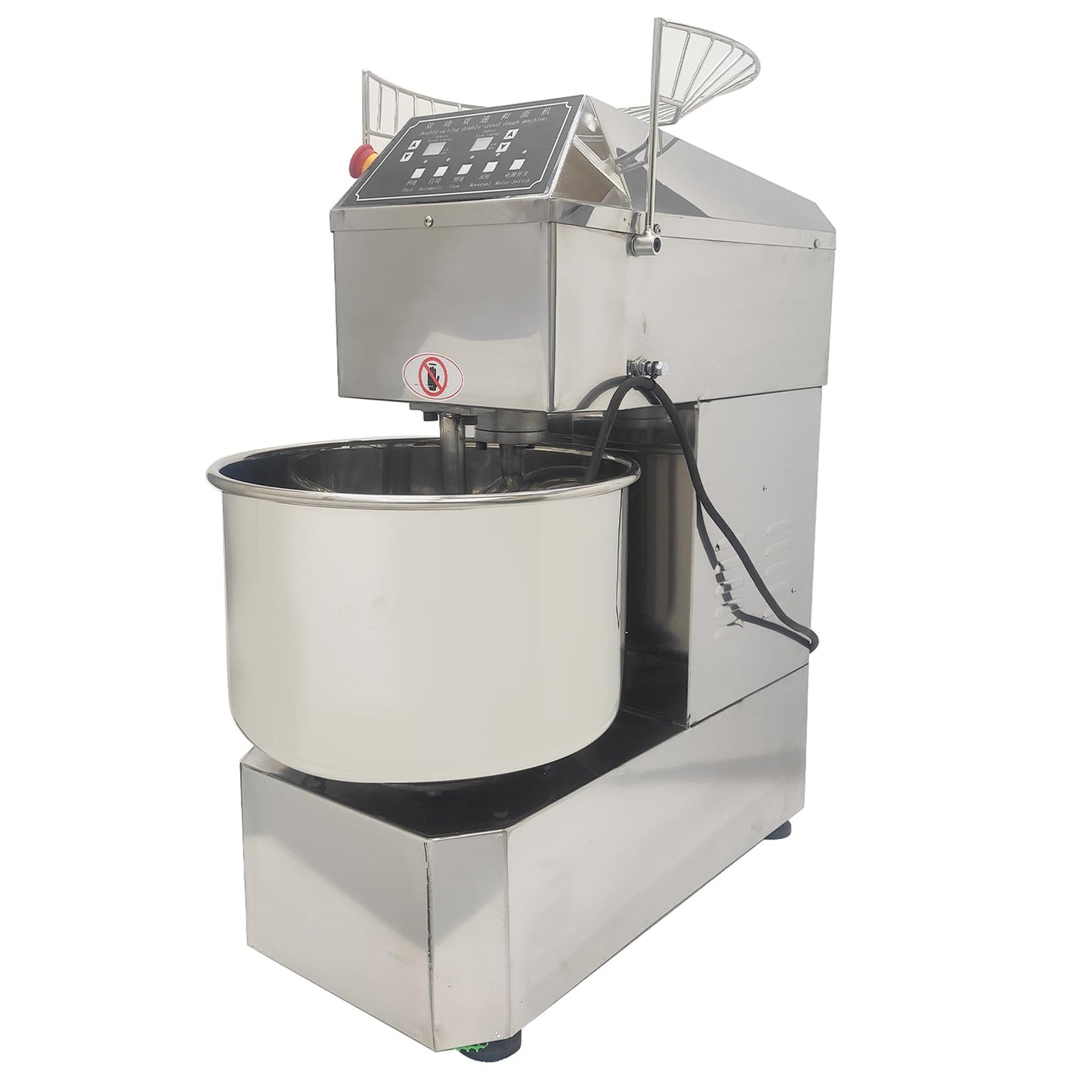 LGXEnzhuo 30L Commercial Dough Mixer with Dual Rotation and Dual Speed, 110V 1500W Electric Dough Kneading Machine - Time Set, Stainless Steel, Emergency Stop, for Pizze and Bread