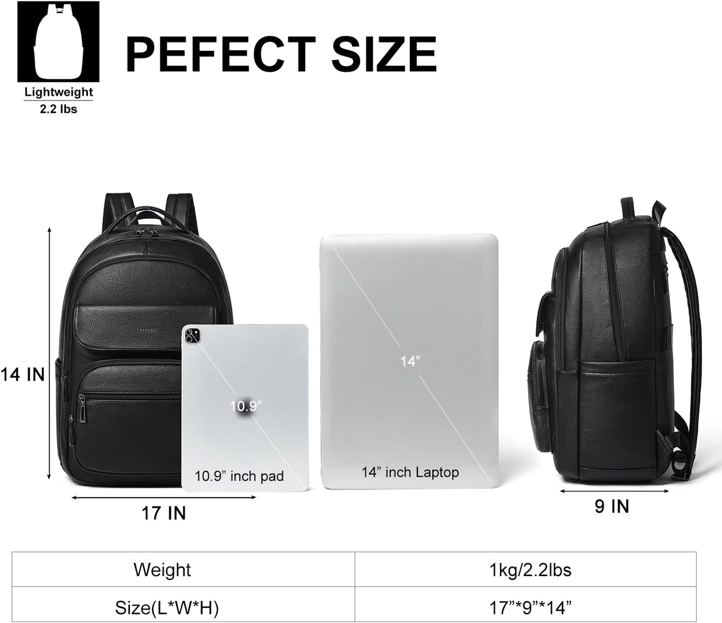 37L Backpack Pack Backpack Leresas Purse for Women Mens Work Travel Teacher Back Laptop Business Vegan Leather Fashion