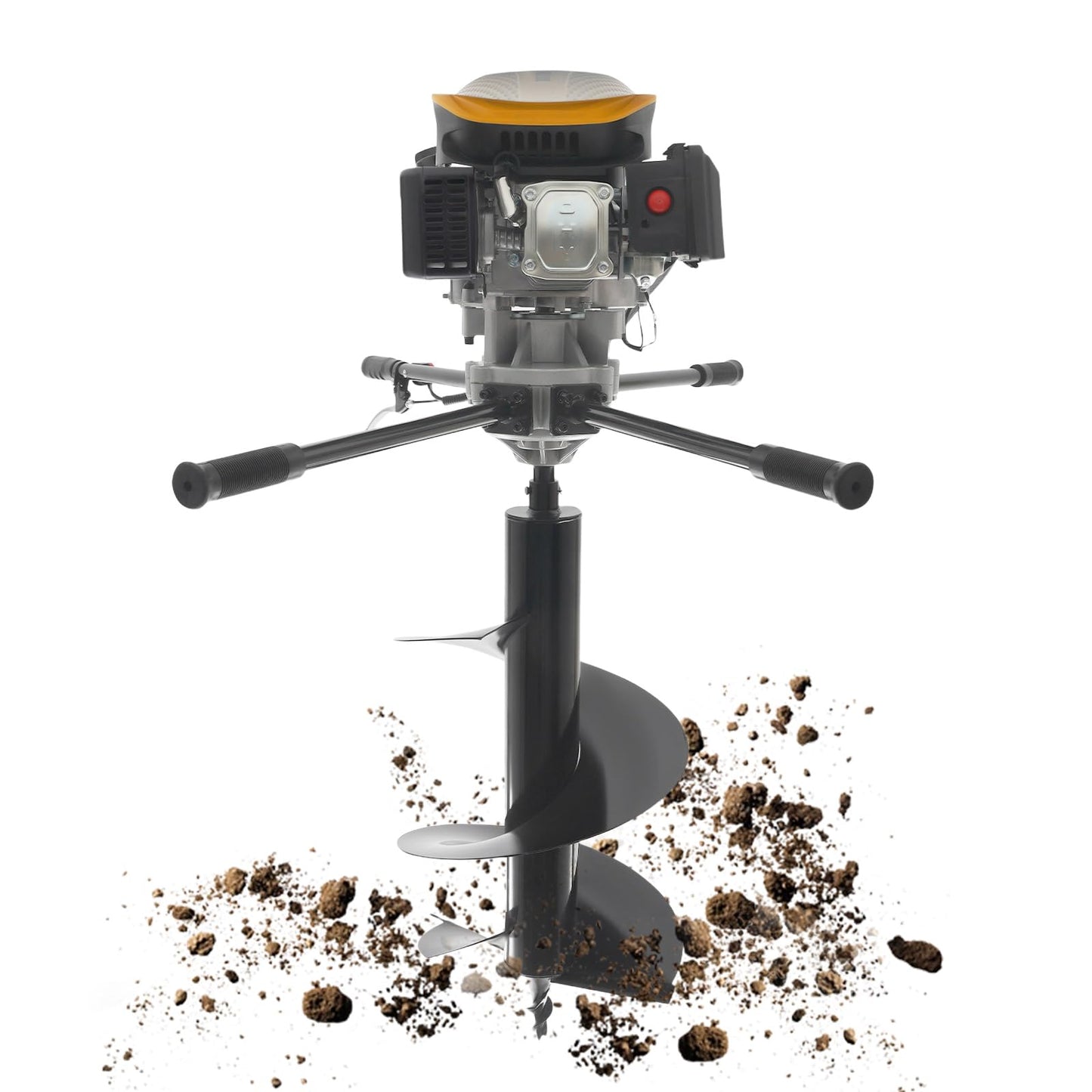 Gas Powered Earth Auger Borer Ground Drill, 173CC 4-Stroke Auger Post Hole Digger Ground Drill Fence Ground Drill with Fuel Tank&Drill Bit for Drilling Holes Quickly in Soil 9HP Black