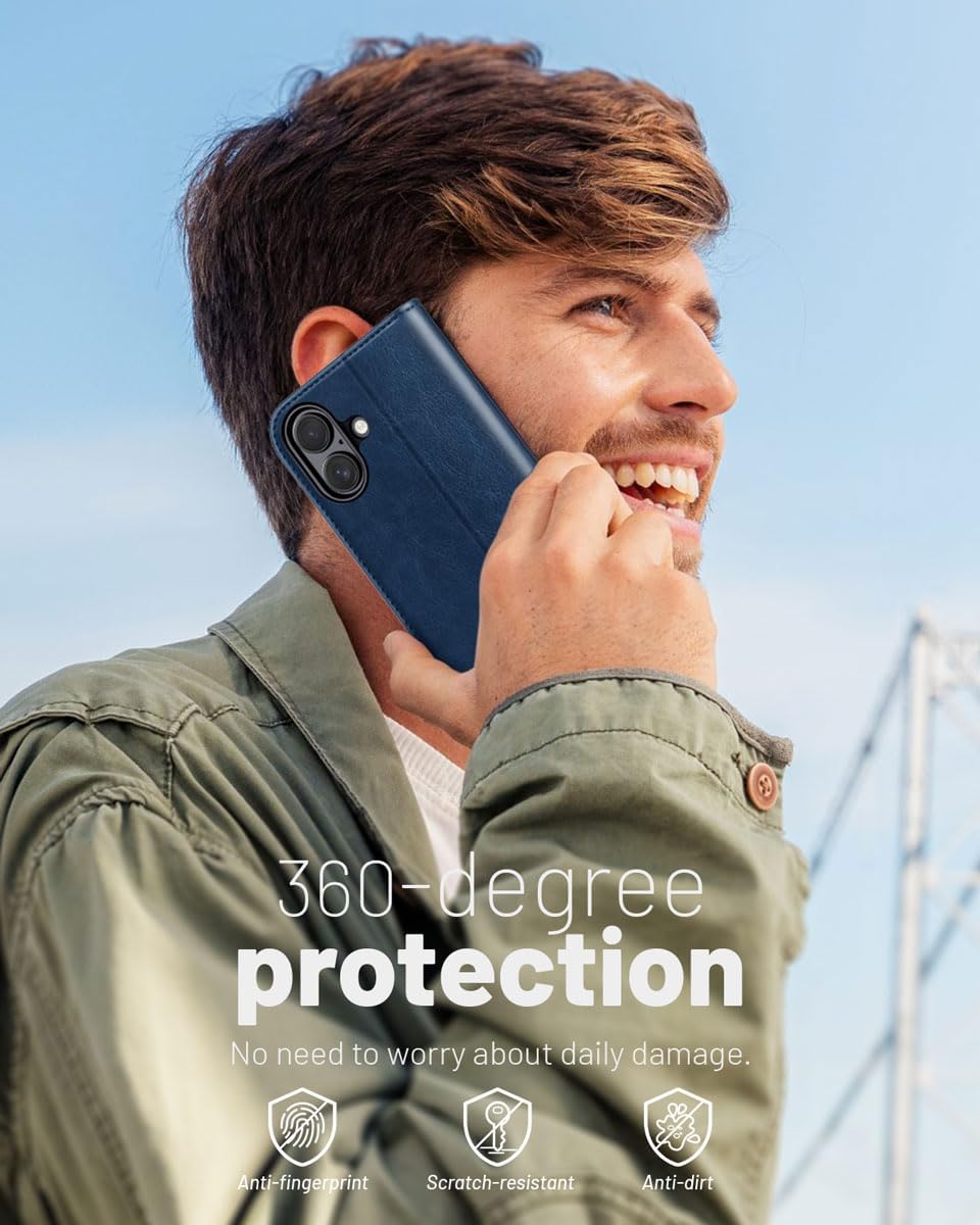 17 6.3 Inch 2025, OCASE Compatible with iPhone Wallet Case, PU Leather Flip Folio Case with Card Holders RFID Blocking