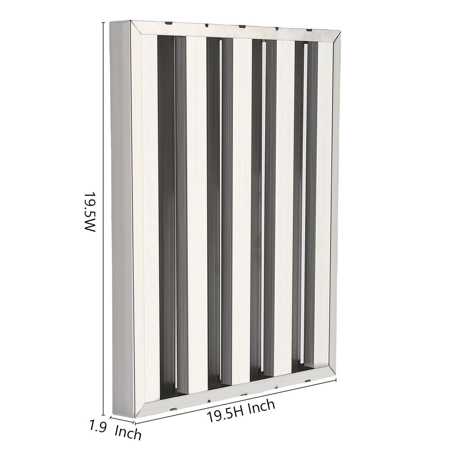 Commercial Hood Filters 19.5W x 19.5H Inch, 430 Stainless Steel 6 Grooves Range Hood Baffle Grease Filter for Kitchen Exhaust System, Easy to Clean