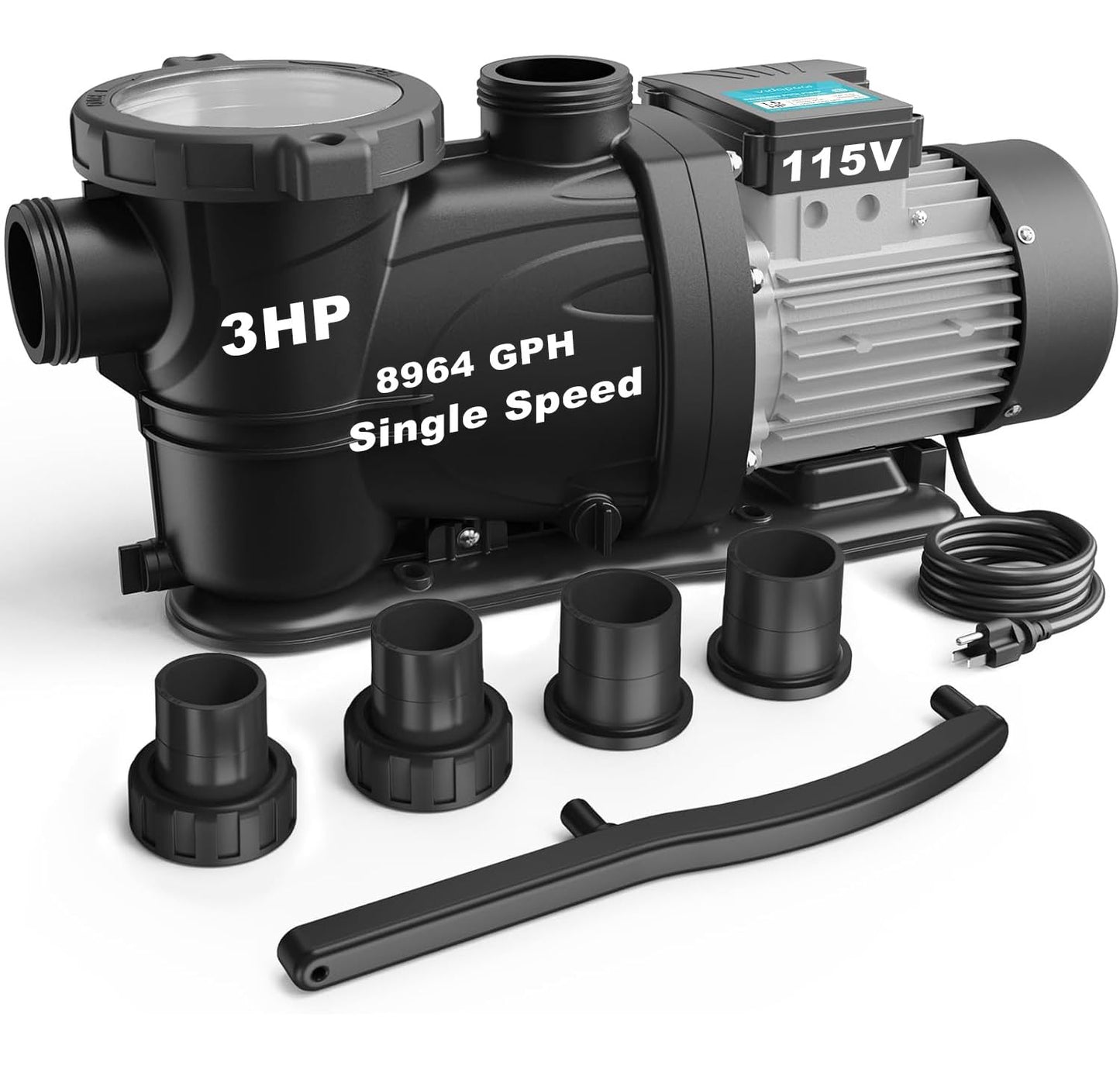 VIDAPOOL In/Above Ground Pool Pump Self Primming High Flow,Ash Gray