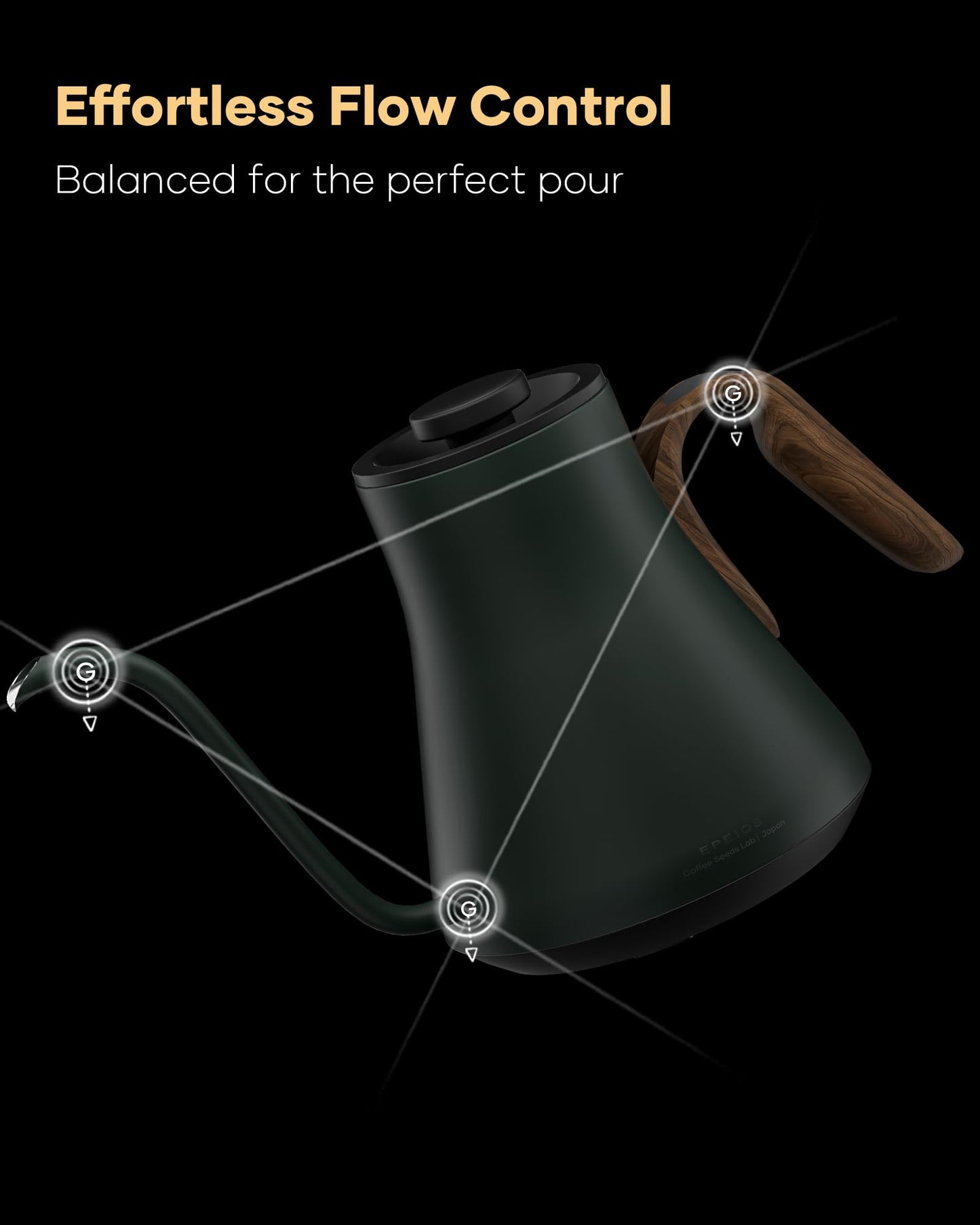 Cocinare Gooseneck Electric Kettle, ±1°F Precise Temperature Control, 1500W Fast Heating, Pour Over Coffee & Tea Kettle with Brew Timer & Keep Warm, Stainless Steel, 0.9L (Delacroix Green)