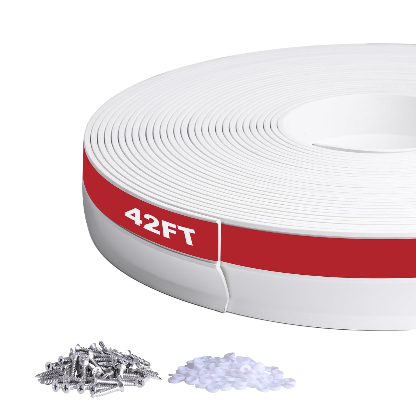 DGSL Garage Door Seal Top and Sides Seal Strip,42Ft Weather Stripping Garage Door Trim Seal Weatherproofing Garage Door Seals with Nails（White）