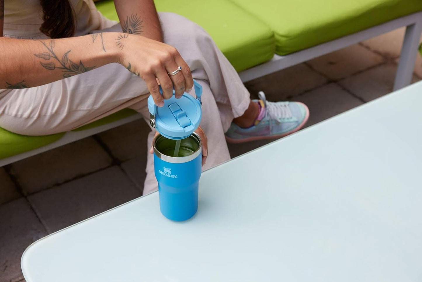 Stanley IceFlow 2.0 Flip Straw Tumbler - 20 oz Insulated Stainless Steel Water Bottle | Leak Resistant, BPA-Free | Black
