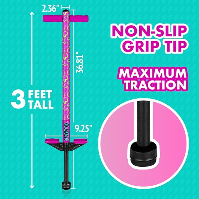 Flybar Jolt Pogo Stick for Kids Ages 6 and Up, 40 to 80 Pounds, Perfect for Beginners, Easy Grip Foam Handles, Anti-Slip Foot Pegs, Outdoor Jumper Toys for Boys & Girls, Outside Toys for Kids
