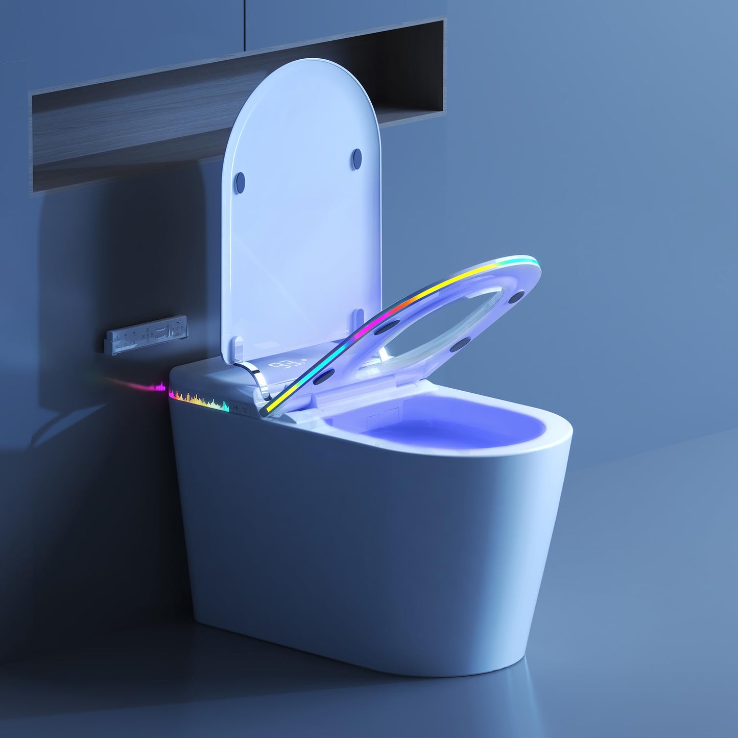 Erdoru Smart Toilet with Bidet Built-in,One Piece Toilet with Foam Shield,Auto Open/Close Lid,Heated Seat,Warm Water Sprayer & Dryer,Adjustable Night Light,Auto Flush