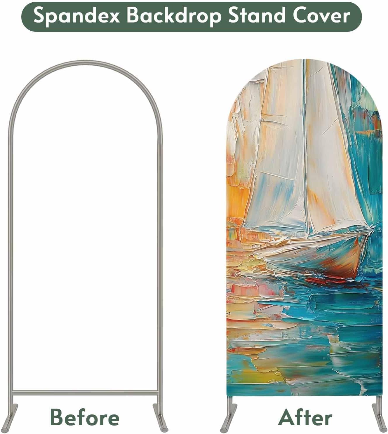 Jnbasdffb 6.6 Colorful Ship Wedding Arch Cover,Stretchy Spandex Arch Backdrop Stand Covers FT,Modern Abstract Art Ombre