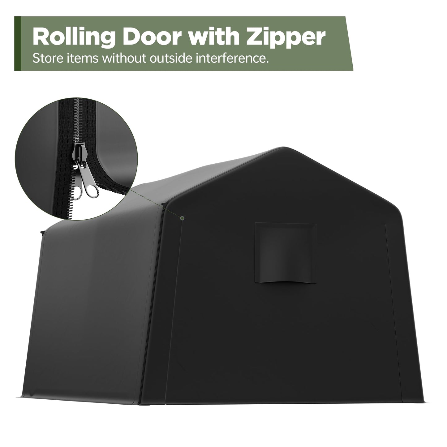 8 x 14 Portable Carport Storage Shed, Heavy-Duty Outdoor Shelter with Slide-Up Zippered Door, Canopy for Cars, ATVs, Bicycles, and Yard Tools, Weather-Resistant and Easy-to-Assemble