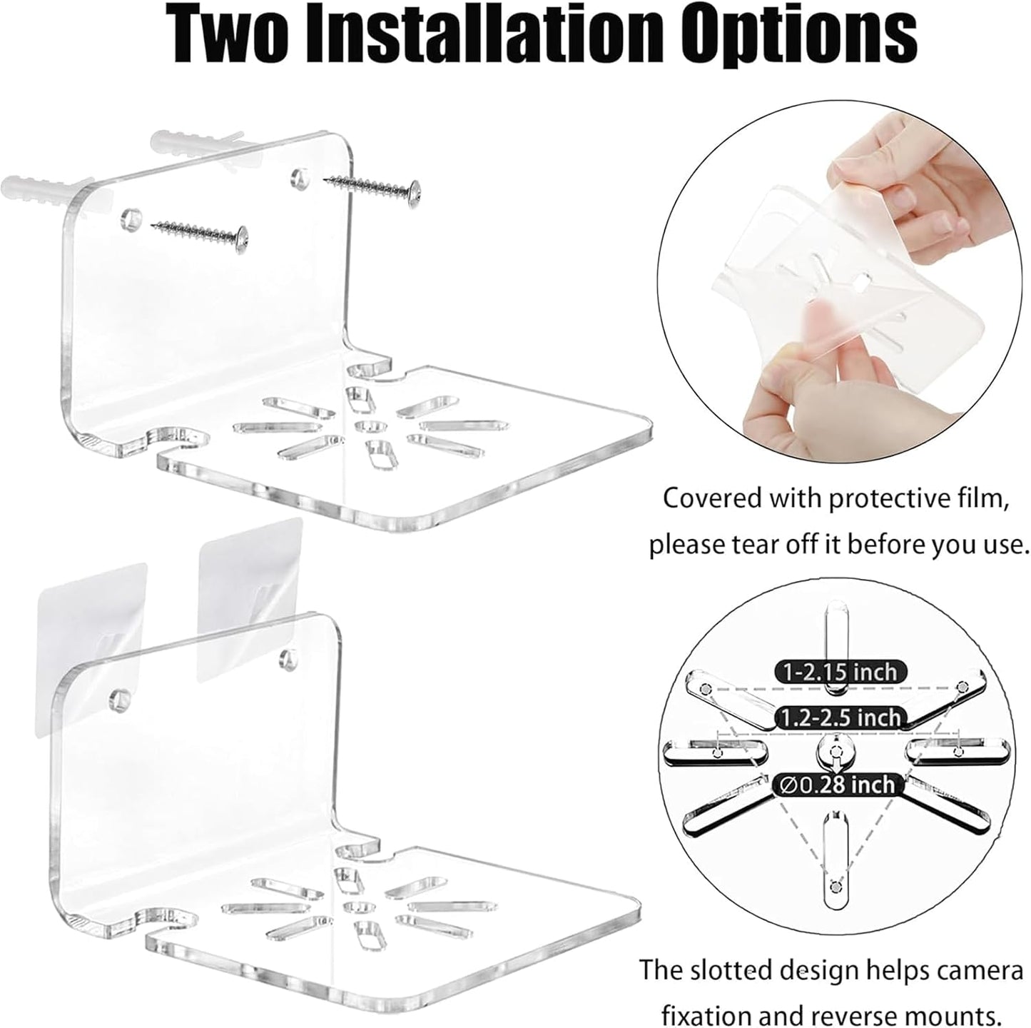 Smidaben 3PCS Acrylic Transparent Floating Wall Bracket, Suitable for Safety Cameras, Speakers, Baby Monitors, Dual-use