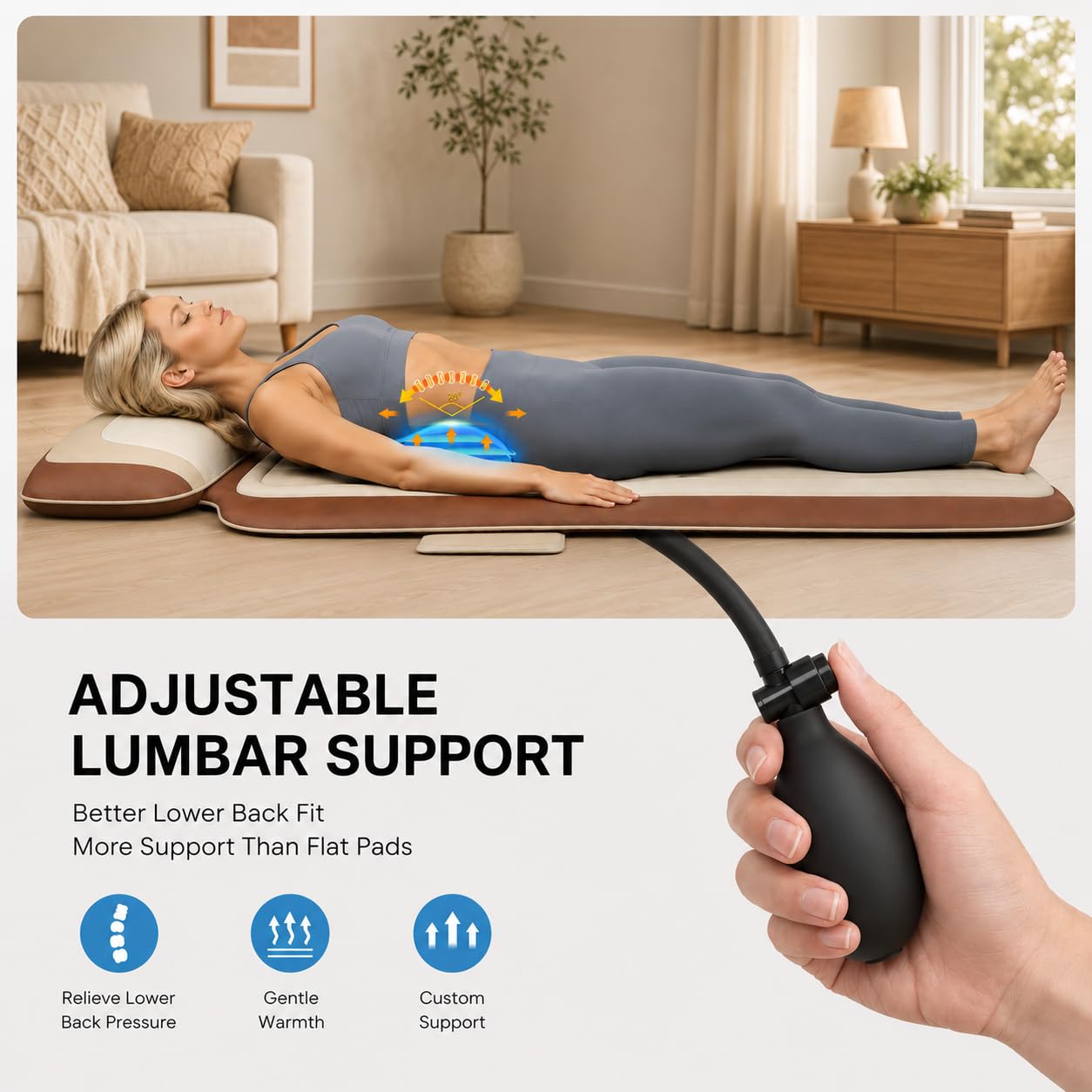 Full Body Massage Mat with Heat, Back Massager for recliner with Lumbar Support, Heating & Vibration, Massage Chair Pad for Seniors, Office Workers & Family, Fatigue & Pain Relief in Office, Home