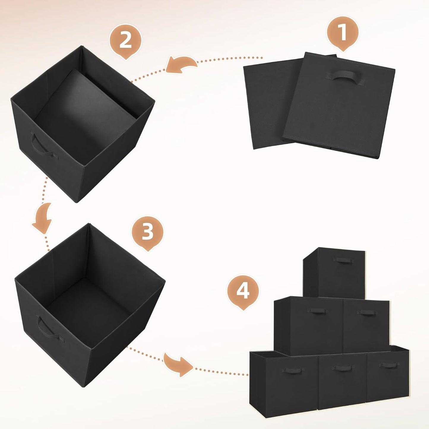 Storage Maniac Storage Cubes - 13 Inch Collapsible Bins with Handles | 8-Pack Durable Black Fabric for Organization