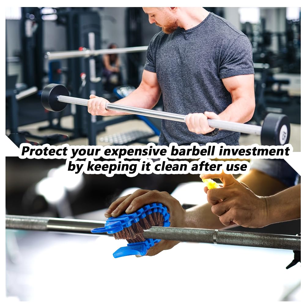 AHANDMAKER 2 Pcs 2 Colors Barbell Brush Barbell Cleaning Kit Nylon Brushes Weightlifting Bar Flexible Cleaner Rust Chalk Remover for Strength Training Bars Dumbbells Weight Trays Exercise Equipment