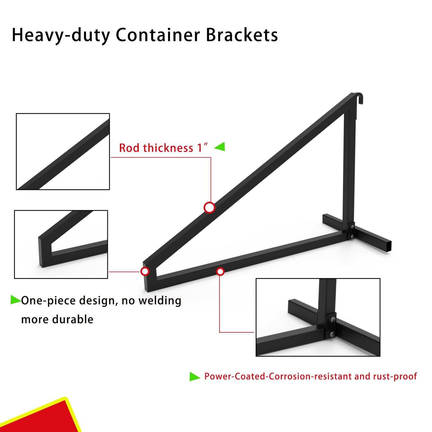 2-Pack Heavy Duty Shipping Container Shelf Brackets - Powder Coated Steel, Creates 16"x18" Cargo Shelves in Trailers & Storage Units, Easy Assembly