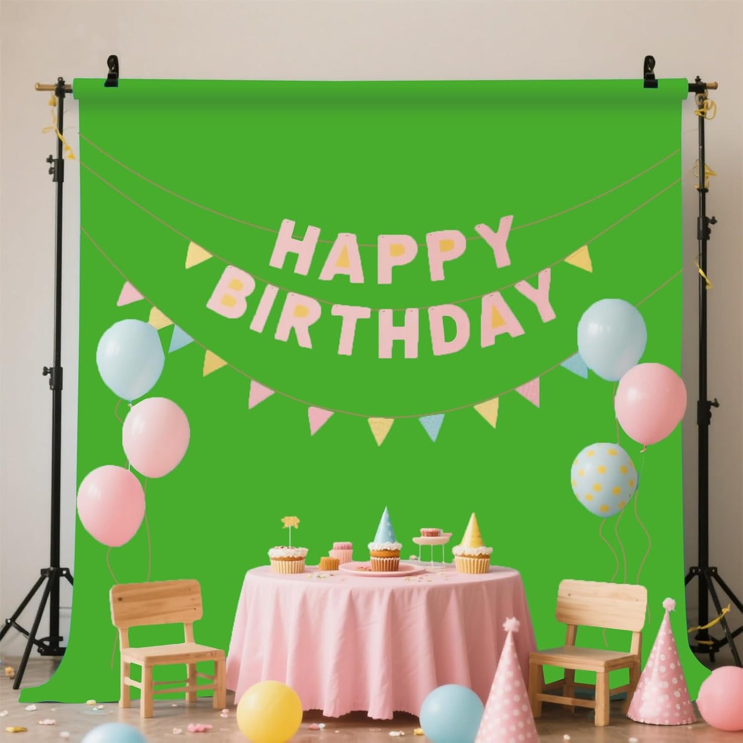 LYLYCTY 5x7FT Green Screen Photo Backdrop, Chroma Key Background for Photography, Live Streaming, Zoom Video Studio