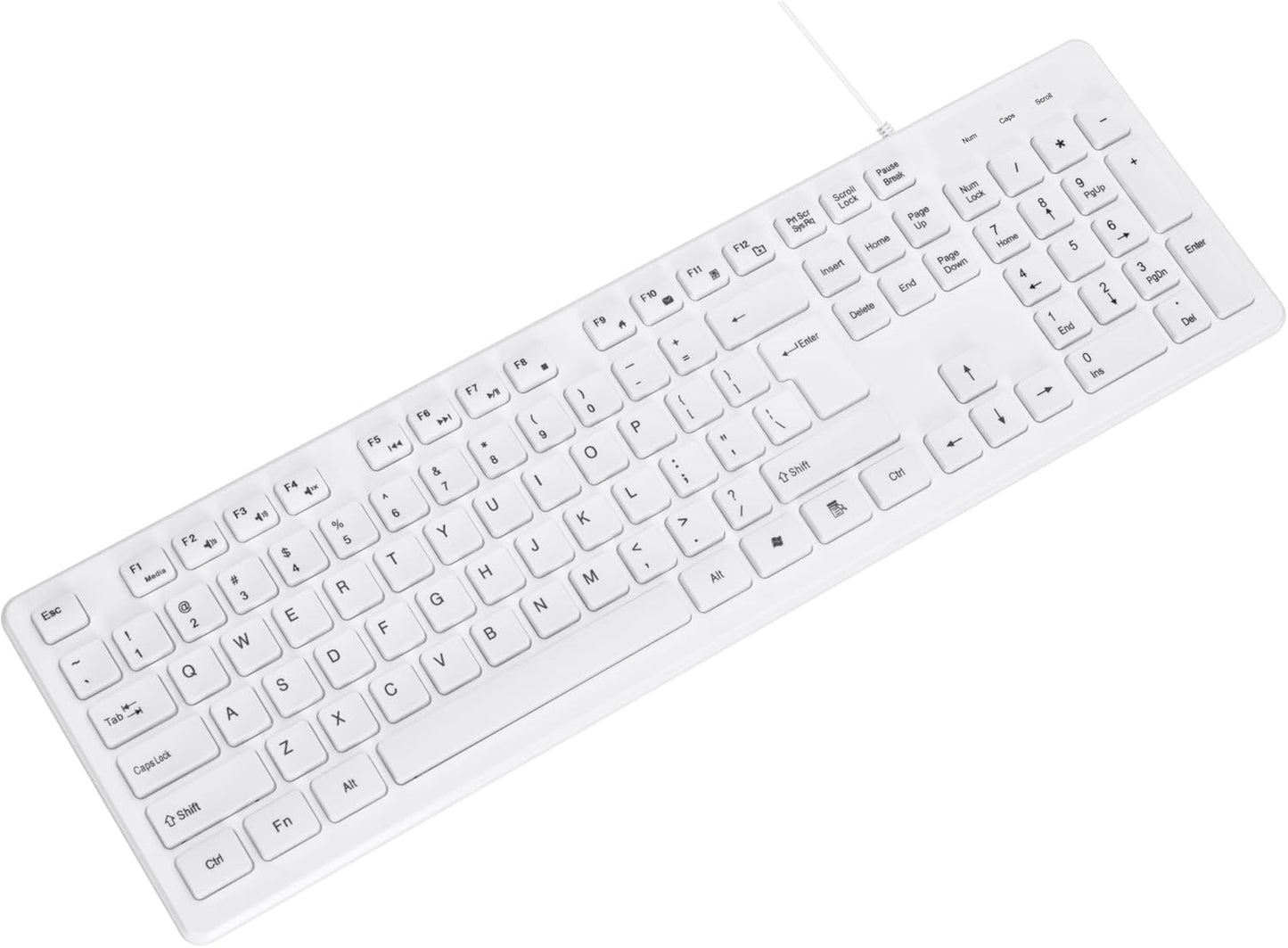 M MC Saite 104 MCSaite Wired White USB Keys Computer Keyboard with Stands,Waterproof - US Layout Compatible