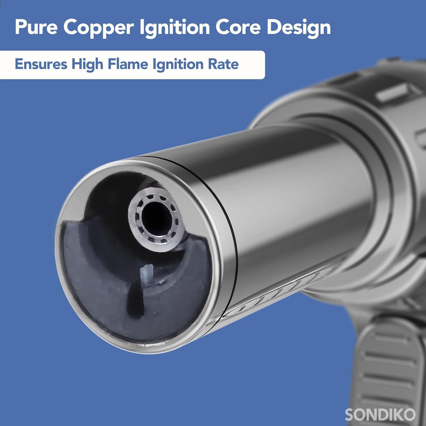 Sondiko Dual Style Butane Torch Lighter - Adjustable Flame Size & Continuous Flame Lock for Cooking | Refillable