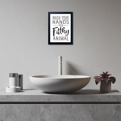 Bathroom Quotes Wall Decor | Black and White Canvas Art - Framed Toilet Decor for Kids' Washroom