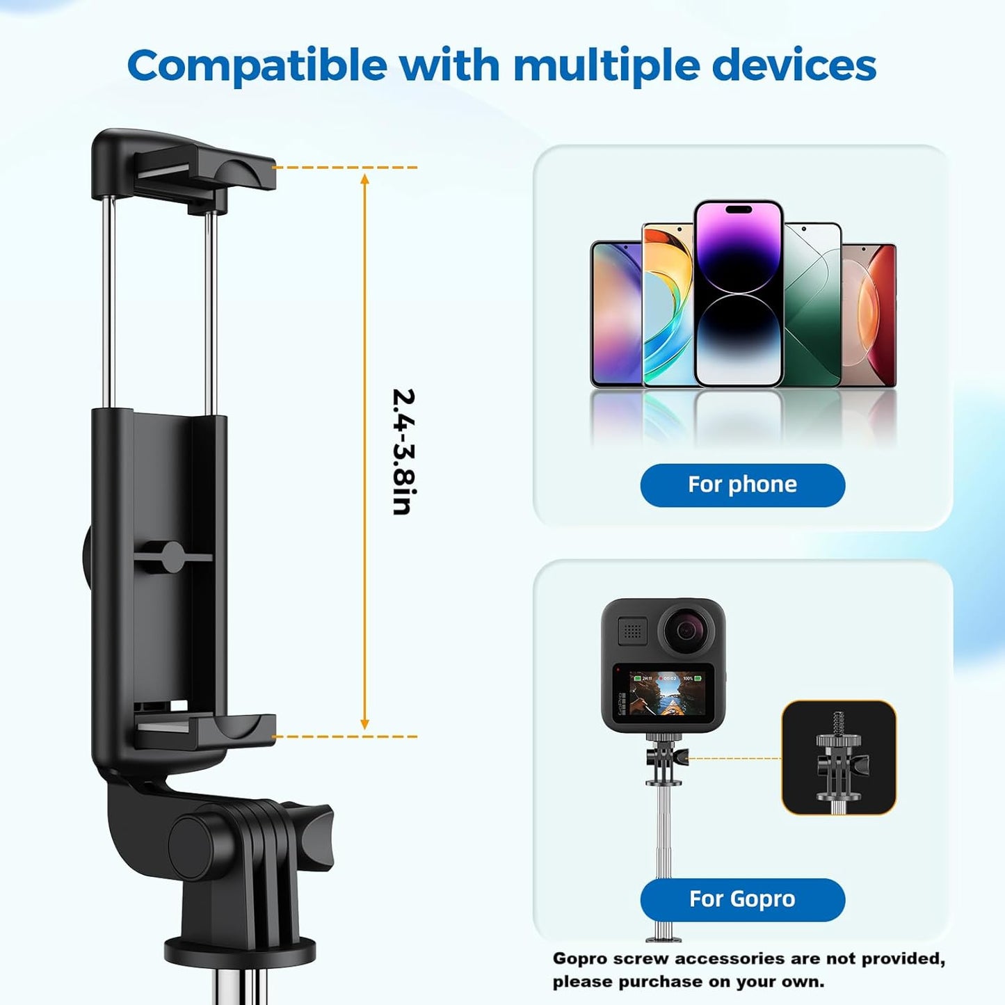 Aourxiv Selfie Stick Tripod, Retractable Selfie Stick Tripod with Wireless Remote Control, for Photograph, Live
