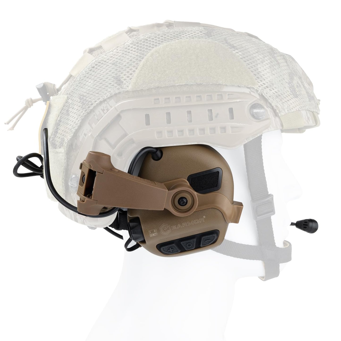 OPSMEN Upgrade EARMOR M32X PLUS Tactical Headset with MIC, Nato TP120 & U-174 Connector and ARC Rail Helmet Adapters, Noise Cancelling Ear Muffs Electronic Hearing Protection for Shooters