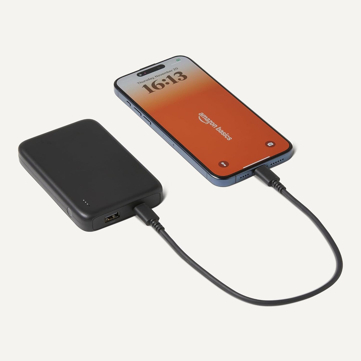 Amazon Basics 10,000 Slim Portable Charger Power Bank with LED Display, mAh, Black