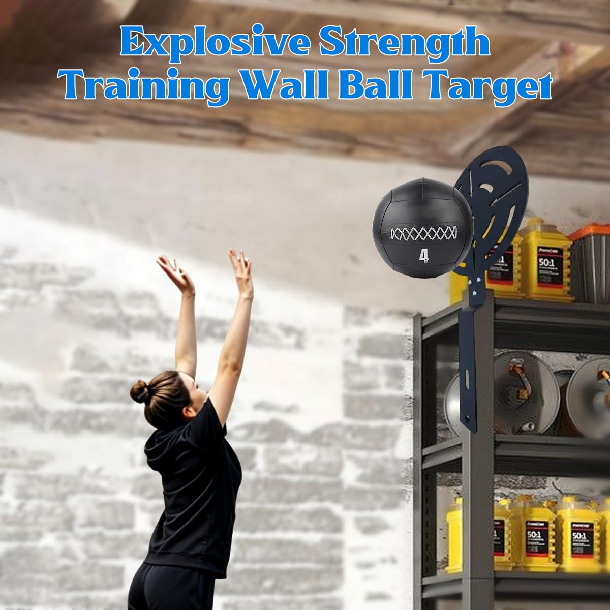 Wall Ball Target – Adjustable Rack Mountable Medicine Ball Target for Power Rack Attachments， Detachable Heavy-Duty Steel Power Rack Accessory for Home & Gym, Explosive Strength Training Equipment