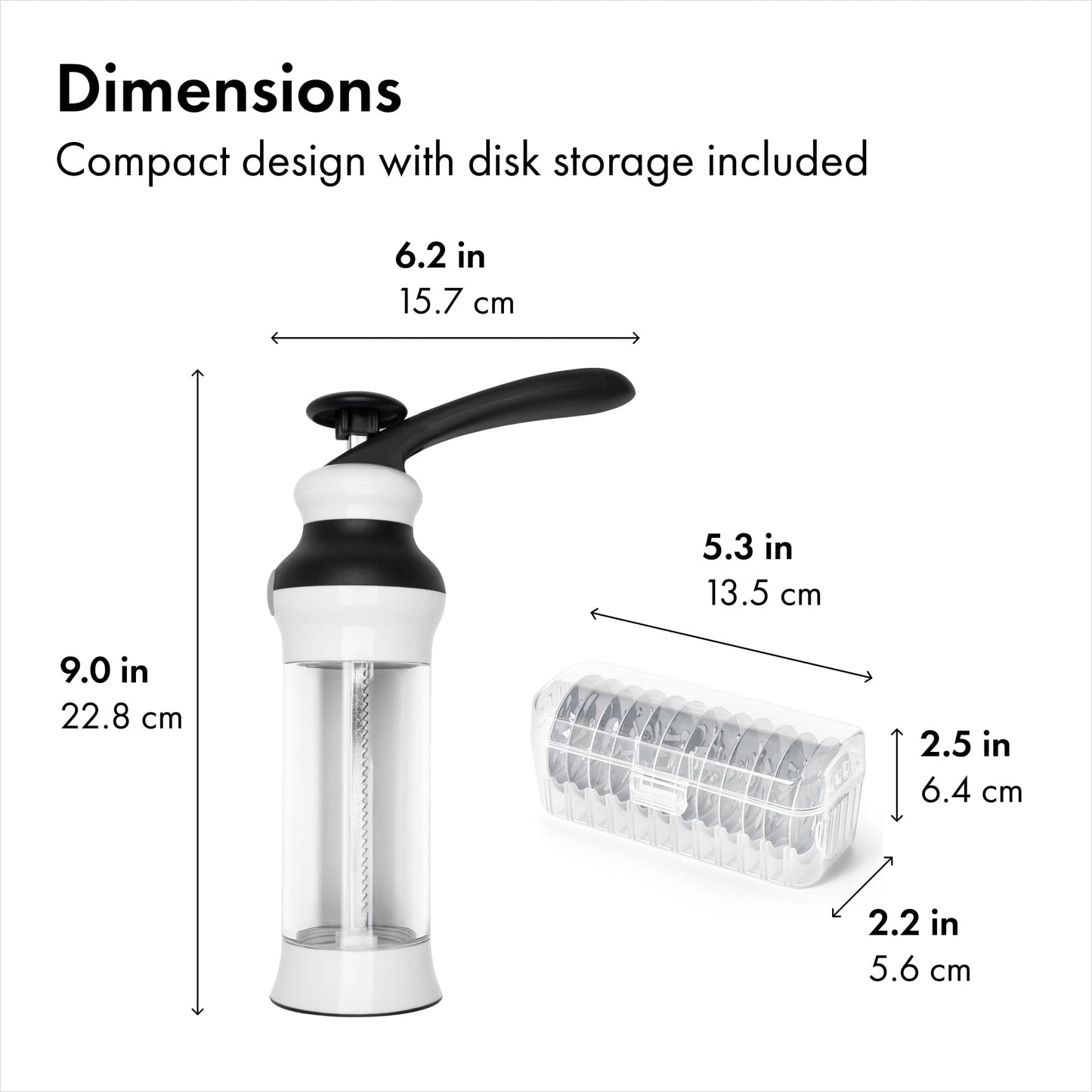 OXO Good Grips 14-Piece Cookie Press Set, Cookie Press with 12 Stainless Steel Disks and Storage Case, Holiday Baking and Everyday Treats, Essential Baking Supplies