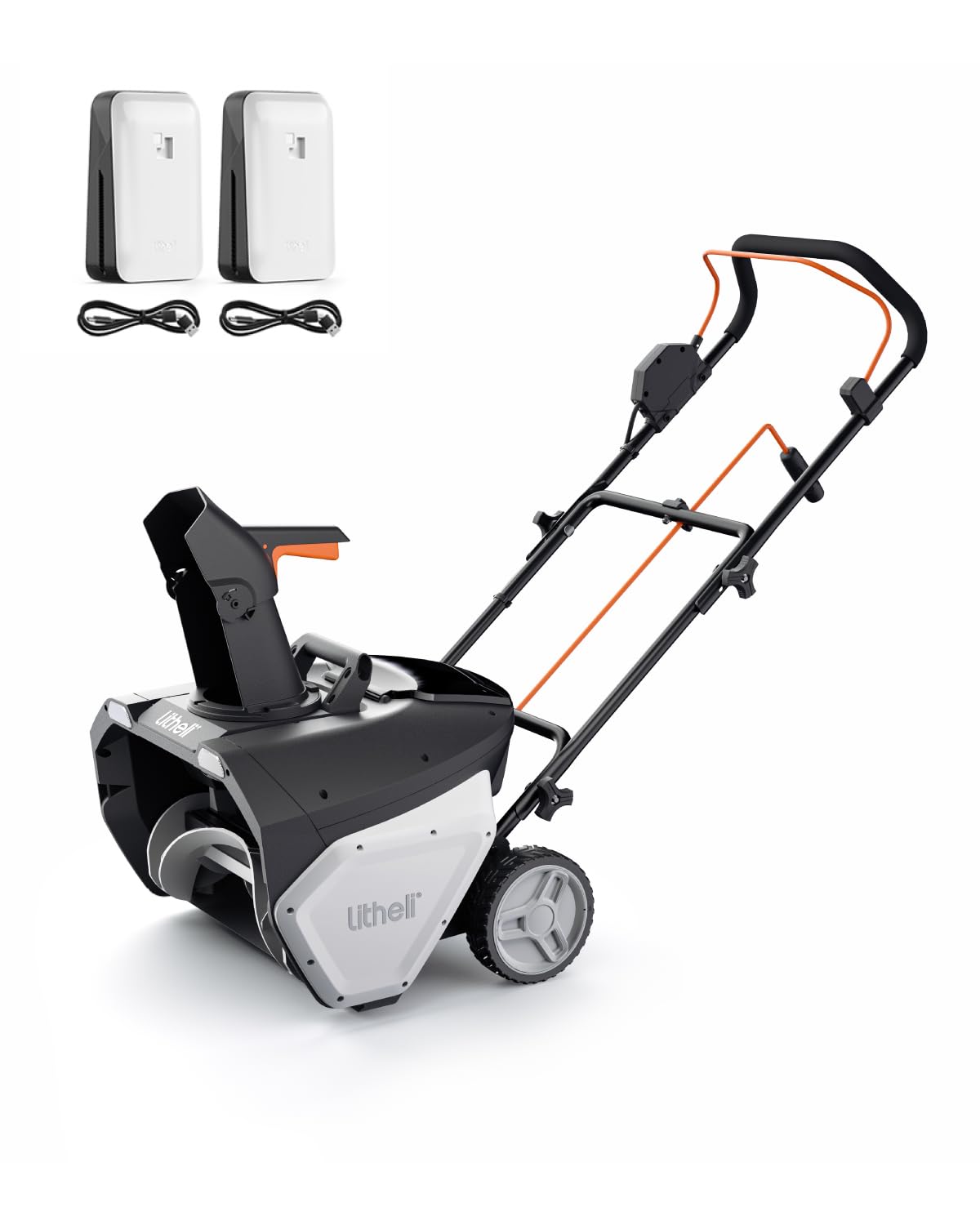 Litheli Cordless Snow Blower, 40V Brushless Electric Snow Thrower with Wheels, 180° Adjustable Chute, LED Light, Easy Maneuver Snow Removal Kit with Battery for Driveway