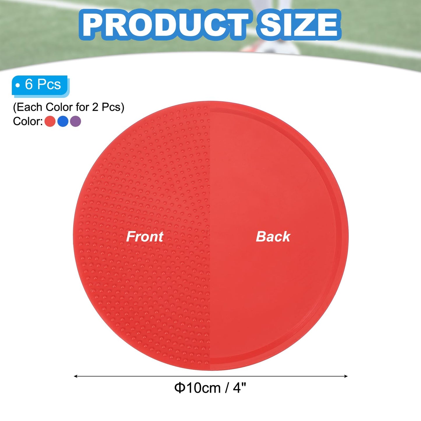 PATIKIL Spot Markers 4 Inch, 6 Pcs Non-Slip Floor Dots Agility Markers Flat Field Cones Poly Dots for Gym PE Speed Training Dance Soccer Basketball Sports, Red/Blue/Purple