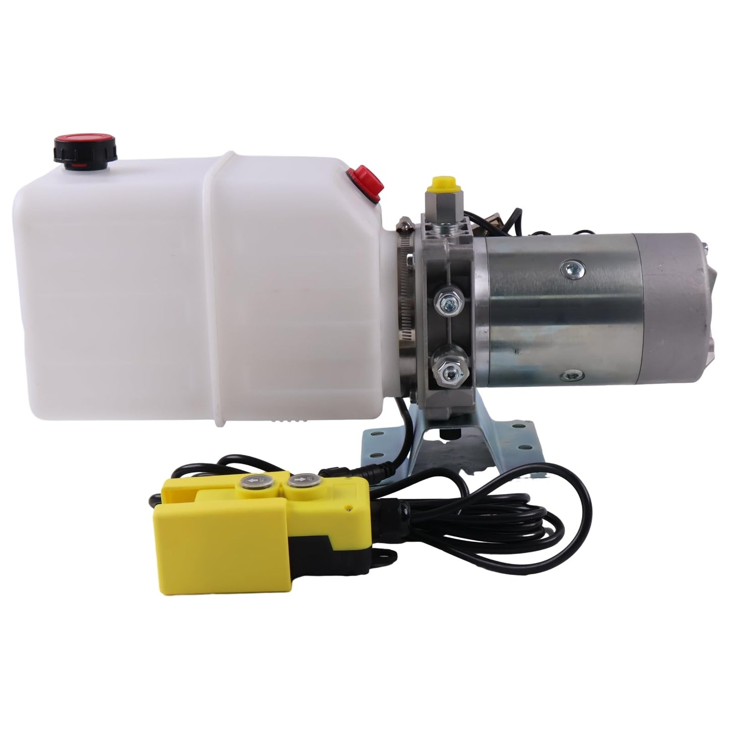 Solarhome 12V DC Single Acting Hydraulic Power Unit 6 Quart Plastic Tank with Remote Control 4.5" 2500PSI 3000PSI SAE 8 Ports Compatible with Dump Trailer and Car Lifting