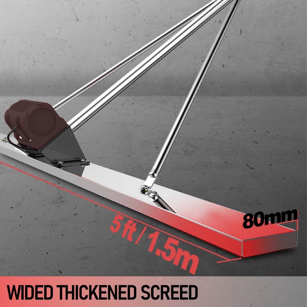 Power Concrete Screed Vibratory Kit Concrete Finishing Tool with 5ft Board, Battery Powered Concrete Sidewalk Surface Leveling Tamper Ruler, Cordless Electric Screed Cement Finishing Vibrating Machine