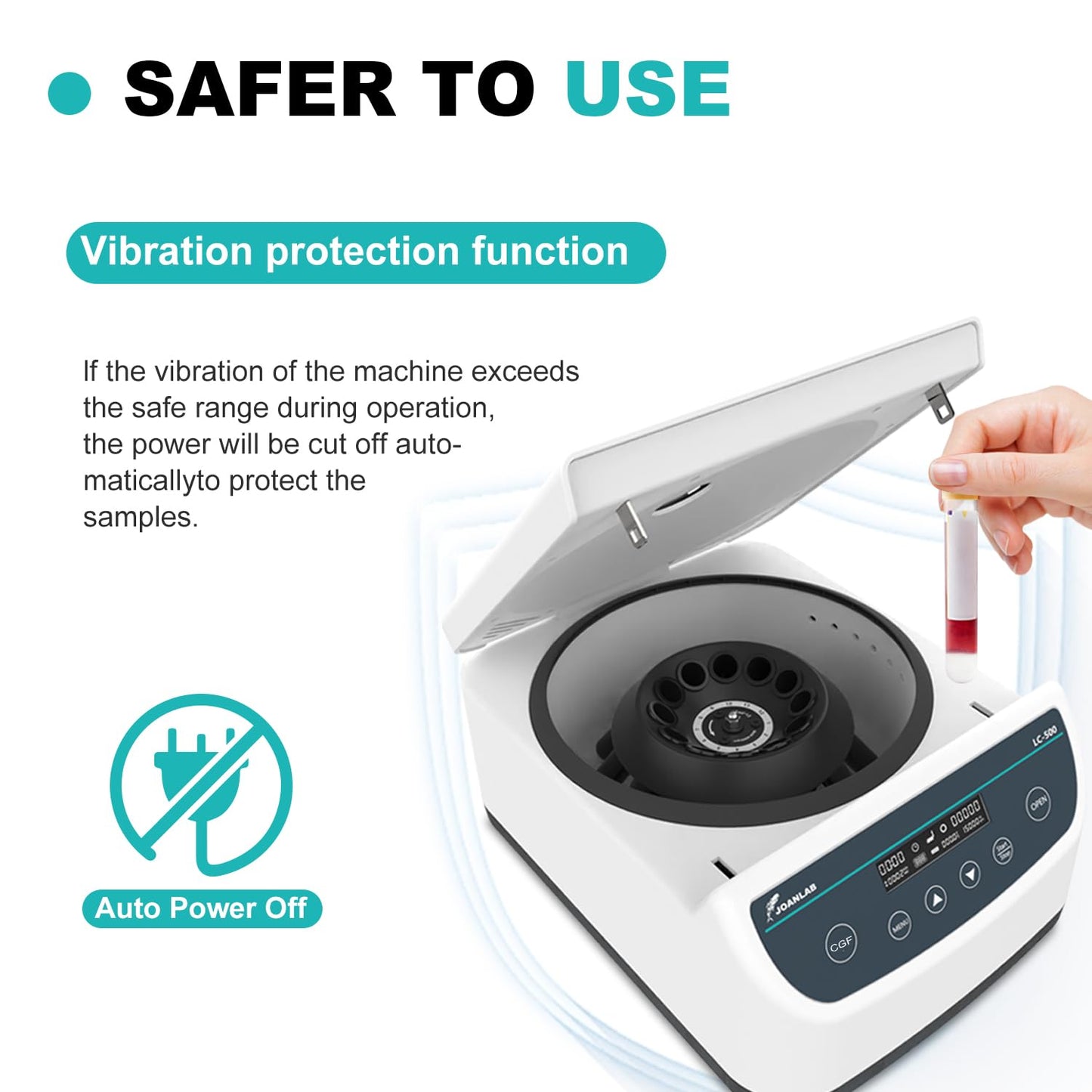 JOANLAB LC500-8P Lab Centrifuge with 4 Preset Programs - CGF/PRP/APRF/IPRF, 500-4000 RPM, 1967 x g, Holds 15ml & 2/5/10ml Tubes