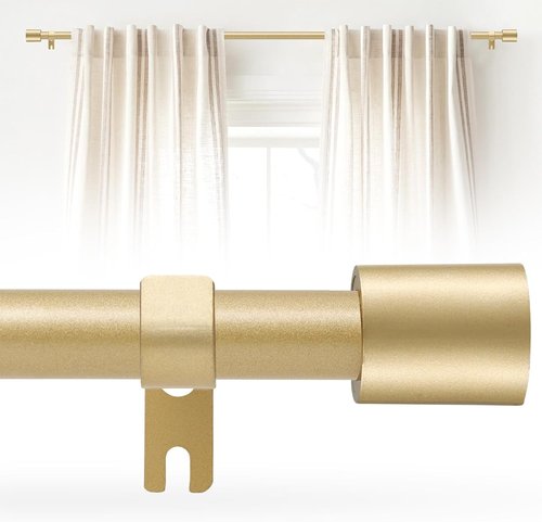 Gold Curtain Rod - Adjustable 28 to 48 Inch | 5/8 Inch Diameter with Brackets for Easy Installation