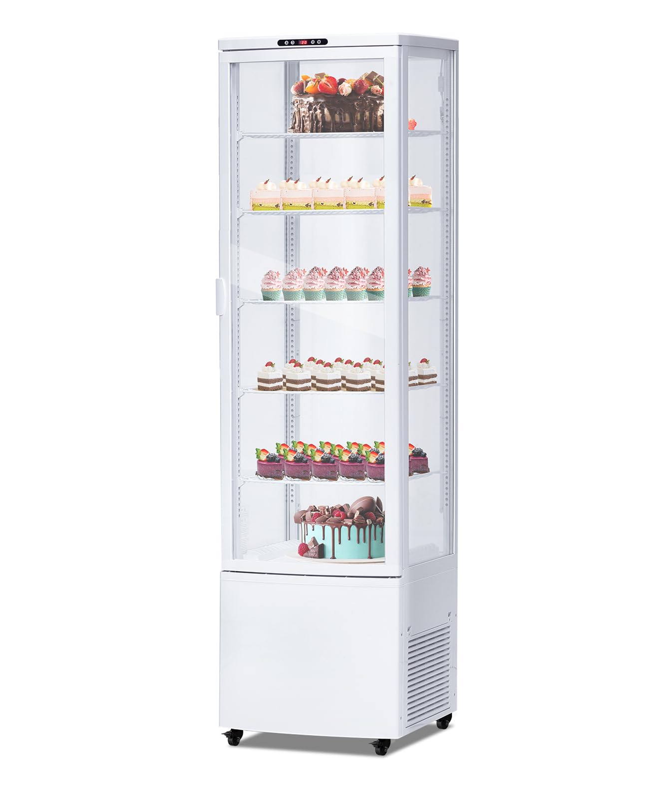 SierraSquad 10.9 Cu.ft Commercial Display Refrigerator Case, Refrigerator Pastry Display Case with Adjustable Shelves, LED Lighting & Auto Defrost, Double-Layered Glass, for Bakery, Cafe, Restaurant
