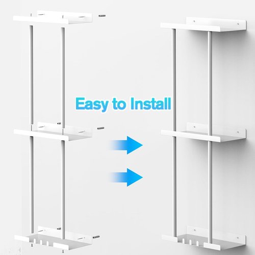 Liuoud Towel Rack - Wall Mounted Vertical Towel Storage Organizer with Shelf | Holds 6 Large Bath Sheets, White