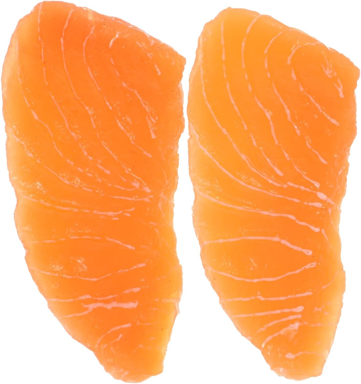 2pcs Garneck Simulated Salmon Slices Fake Food Model Realistic Meat Display Prop for Sushi Shop Restaurant Decor