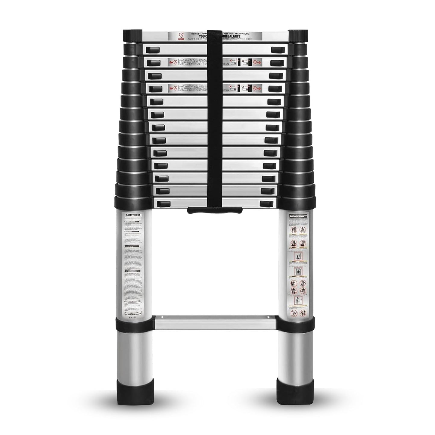 WFLNHB 14.5 FT Telescoping Ladder One Button Retraction Aluminum Extension Ladder Collapsible Suitable for Outdoor or Indoor