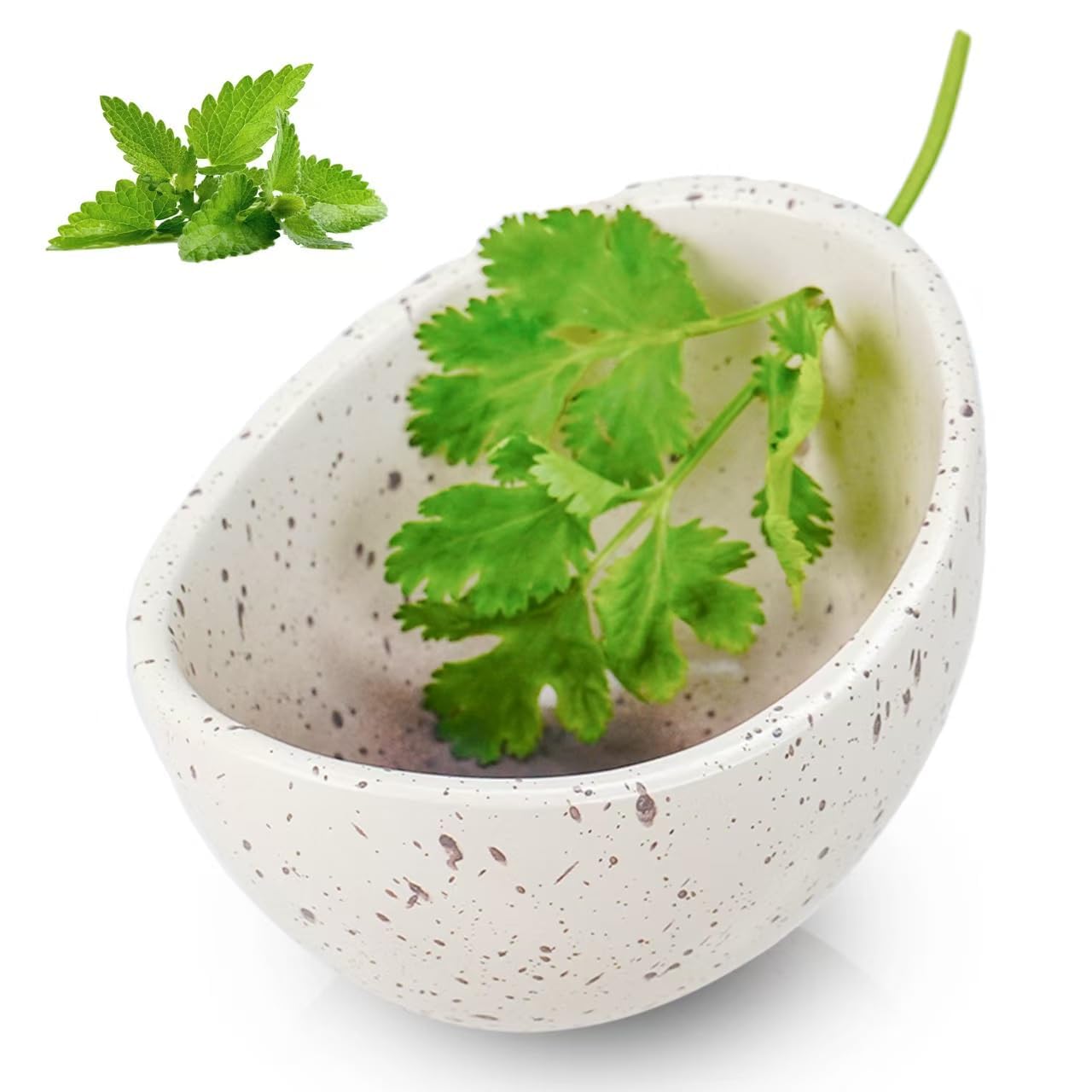 Rimigood Handmade Ceramic Herb Stripper Bowl - Kitchen Herbs Leaf Stripping Tool Pottery Herb Peeler for Kale, Thyme, Basil, Rosemary (White)