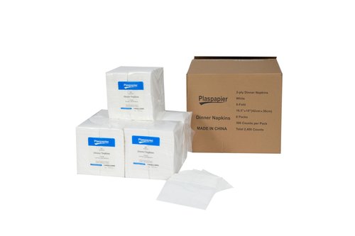 Disposable Dinner Napkins - 2-Ply, Soft & Absorbent (17x15") - 300 per Bag, 8 Bags per Box (Total 2400 Count) for Party, Catering & Daily Use