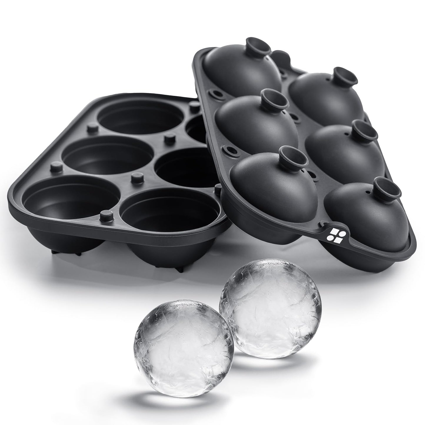 Ice Cube Molds – Large Silicone Ice & Sphere Mold Combo with Built-In Easy-Fill Funnel 2-Inch Round & Square Whiskey Ice Molds for Cocktails & Bourbon