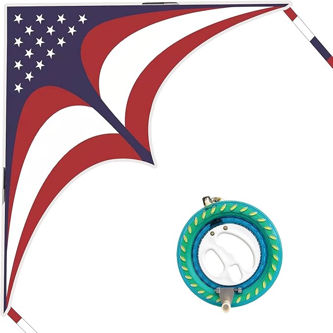 Mint's Colorful Life 60'' Delta Kite With 7.1in Reel Winder, Easy Flying & String Spool for Kids & Adults, Best Beach Set for Beginners