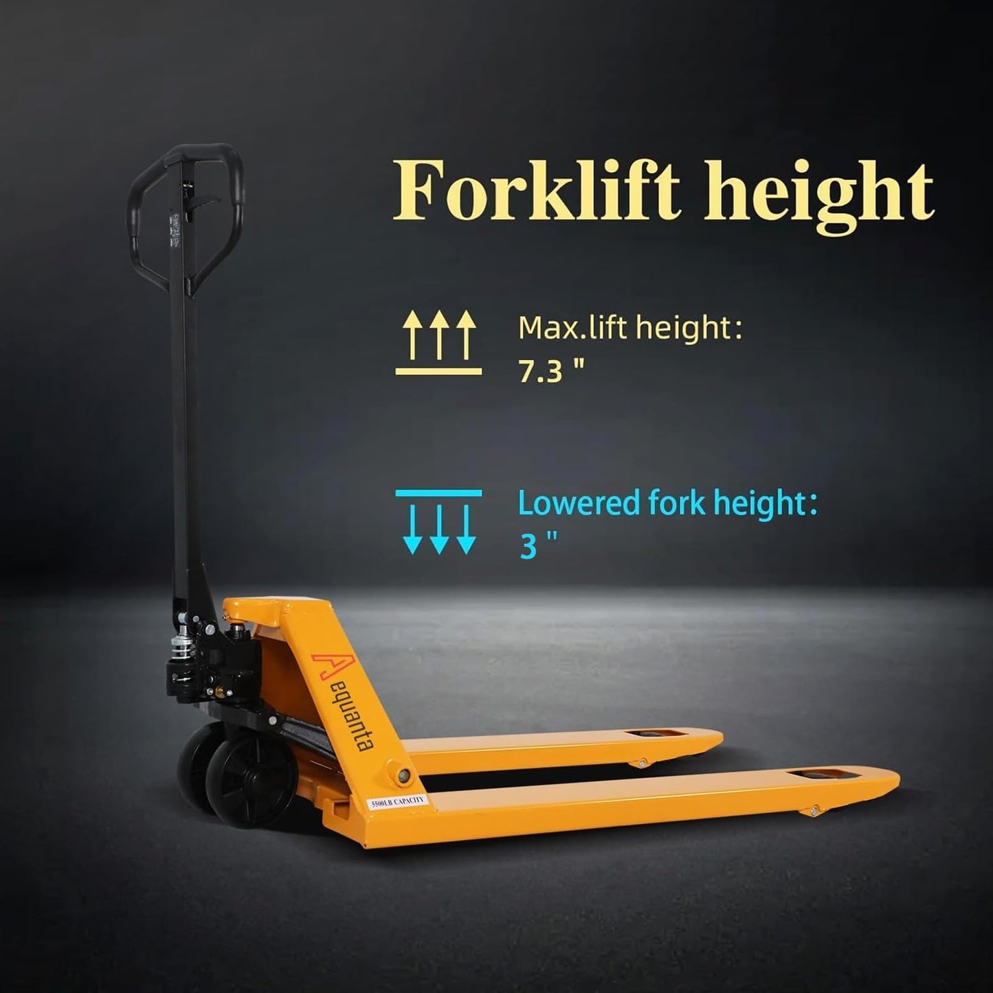 Aequanta Manual Pallet Jack Industrial Hand Pallet Truck 48" Lx21'' W Forks 5500Lbs Capacity