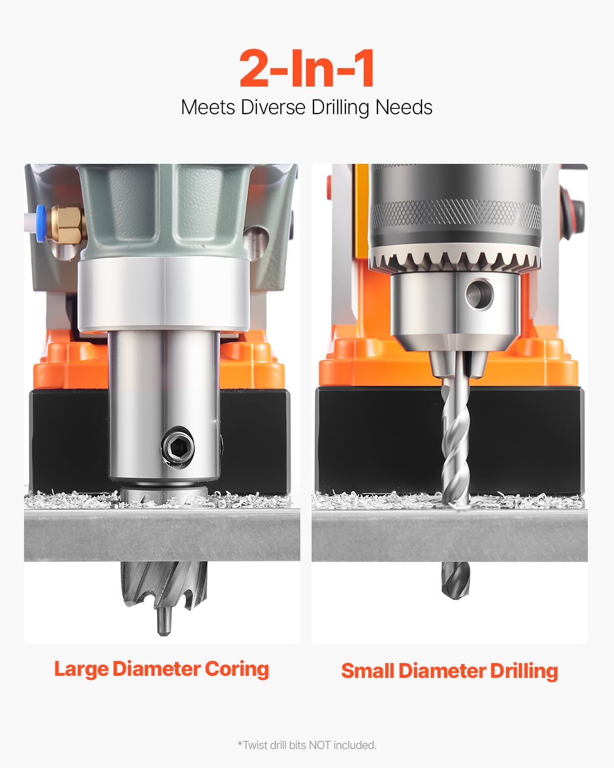 VEVOR Mag Drill Press, 1300W 1.57" Boring Diameter, 2922lbf Power Portable Magnetic Drill, 810 PRM, 11Pcs Drill Bits Electric Drilling Machine for Metal Surface, Industrial and Home Improvement