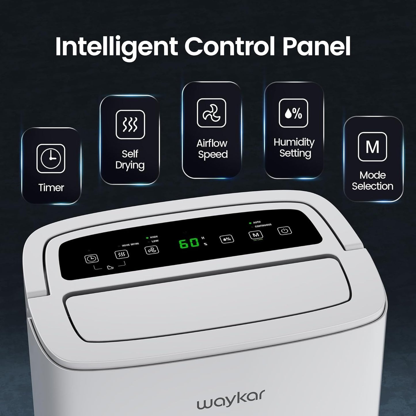 Waykar 5,500 Sq. Ft. 80 Pints 2025 Energy Star Dehumidifier for Home and Basement with Auto or Manual Drainage, Ideal for Large Rooms, Portable, Auto Defrost and Self-Drying