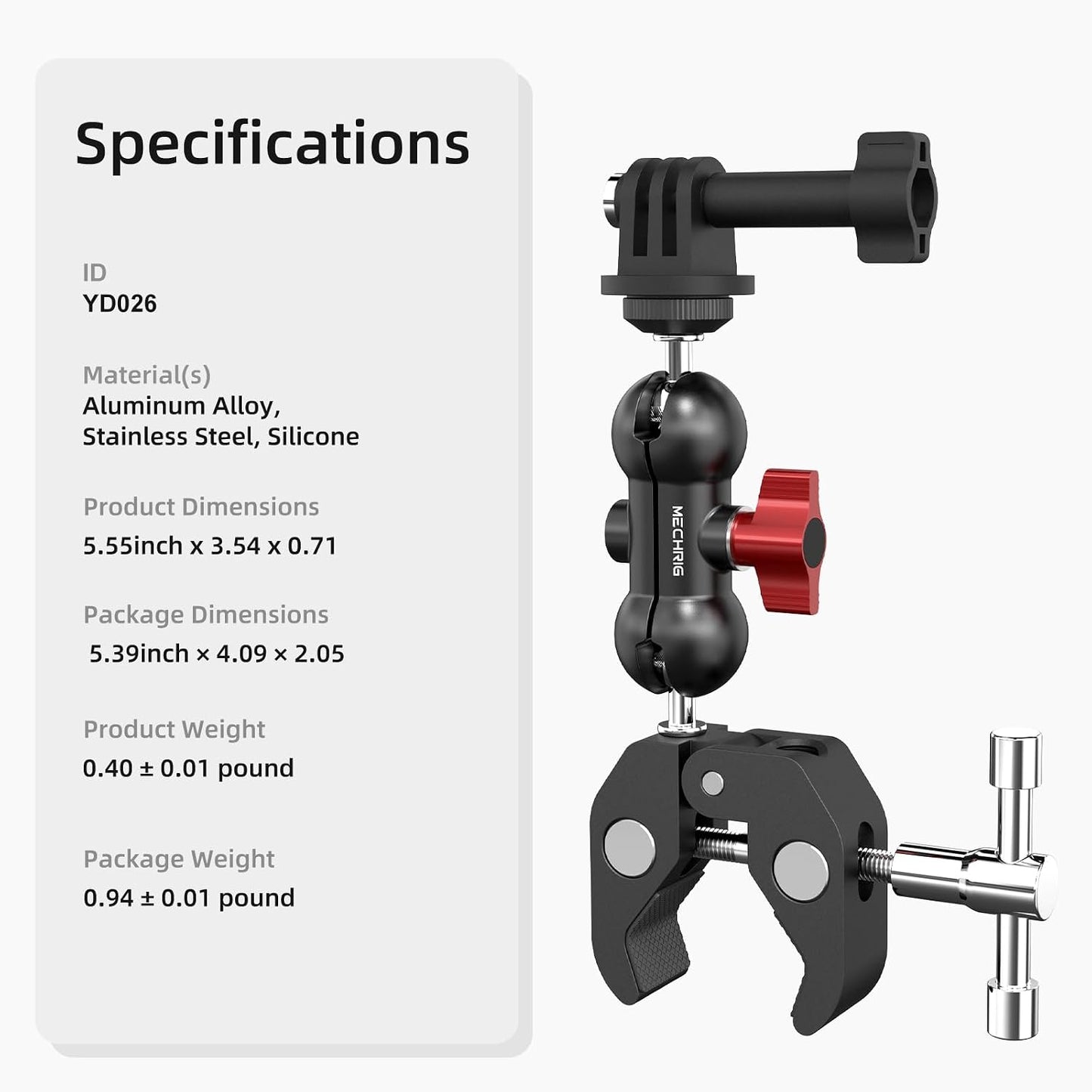 Mechrig 360 1/4"-20 Super Clamp Mount Kit with Ballhead Magic Arm Universal Camera Mount with Screws for DSLR